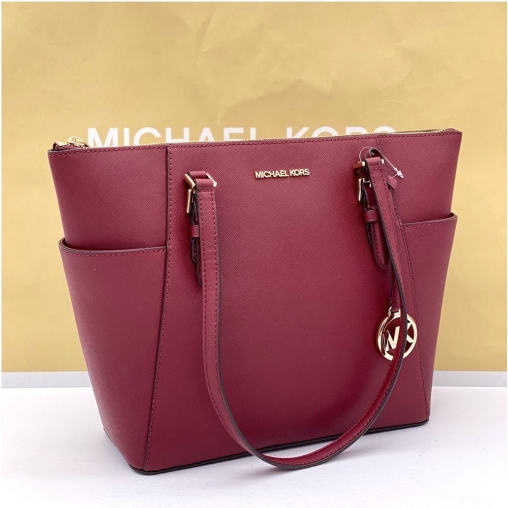 Michael Kors Large Charlotte Tote Shoulder Bag Dark Cherry - Picture 8 of 11